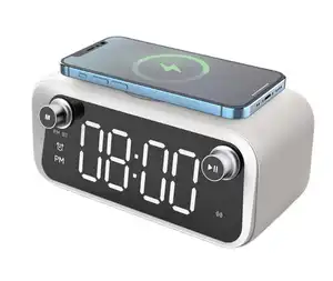2024 New Arrival Bluetooth Small Night Light Lâmpada LED Despertador Carregador sem fio com rádio Speaker