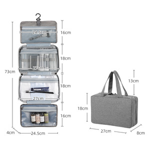 Trousse de toilette rectangulaire avec crochet, résistante à l'eau, pour le voyage et le rangement du maquillage - Product Image 2