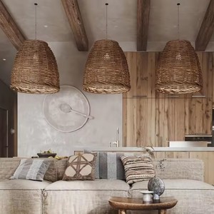 <strong>Boho</strong> Woven Lampshade Hanging Bamboo Rattan Lampshade Handmade Chandeliers Pendant <strong>Lights</strong> Custom <strong>Ceiling</strong> <strong>Lights</strong> for Living Room - Product Image 5
