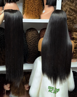 Perruque Lace 2x6 Vietnamienne Double Drawn, Cheveux Humains Vierge Remy Lisses Comme des Baguettes, Sans Colle, Nœuds Blanchis, 26 Pouces, Couleur Naturelle 1B