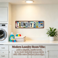 Plaque murale vintage en métal pour buanderie, avec lettres colorées, décoration rétro pour la maison et la buanderie