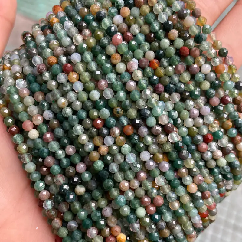 Großhandel 2mm 3mm 4mm Edelstein Perlen Facettierte natürliche Indien Achat Stein Perlen für Schmuck herstellung Diy Armband