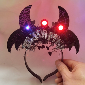 <strong>Pumpkin</strong> Witch Hat with Devil Horns LED Flashing Halloween <strong>Headband</strong> for Festive Celebrations New Year Unique Design Bag Packaging - Product Image 3