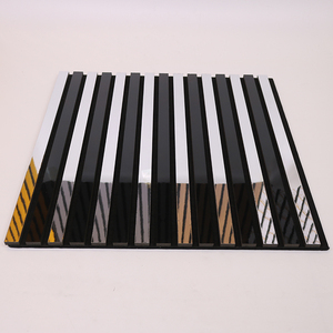 Panneau acoustique en bois à rainures en V asymétriques, 100% fibre de polyester, pour l'absorption acoustique des appartements, écologique, pour la construction - Product Image 1