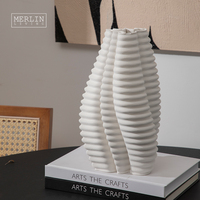 Merlin Living Impression 3D Vase Roulé Terrasse Forme De Luxe Vase Décoration de La Maison Vase Chaozhou Céramique Usine En Gros