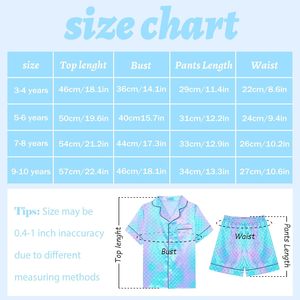 ชุดนอนเด็กผู้หญิงผ้าซาตินแขนสั้นติดกระดุม ชุดนอนผ้าไหมสำหรับเด็กวัยหัดเดิน 3T-10Y - Product Image 5