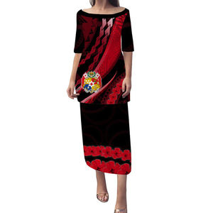 Envío de la gota <span class=keywords><strong>Ropa</strong></span> Tongan <span class=keywords><strong>Ropa</strong></span> Un hombro Isla Vestidos Tonga Puletasi - Product Image 4