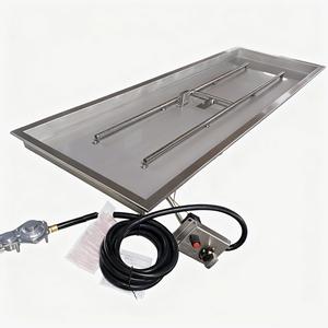 आउटडोर फायर पिट टेबल के लिए 74 इंच स्टेनलेस स्टील बड़ा आयताकार गैस फायर पिट बर्नर किट सिस्टम - Product Image 2