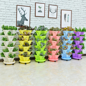 Maceta Apilable de 6 Niveles con Autorriego para Flores y Hierbas, Torre de Cultivo Vertical de Plástico, Jardinera Apilable para Fresas - Product Image 3