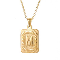 Qiuhan 18K or carré marque en acier inoxydable Hip Hop mode lettre collier