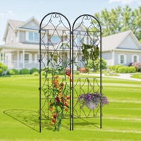 Treillis de jardin en métal pour plantes grimpantes, support en fer avec crochets de suspension pour roses et tomates – Vente en gros