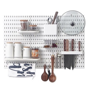 Rak <span class=keywords><strong>Display</strong></span> Pegboard Plastik Laris Manis, Tempat Sikat Gigi, Pemasangan di Dinding, Penyimpanan Peralatan Dapur Peg Board - Product Image 1