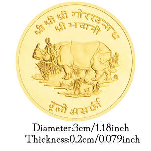 Badak Nepalese unicorn Souvenir koin Sepuh emas koleksi basso-relievo non-mata uang koin peringatan - Product Image 3