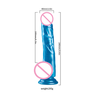 Dildos de Gelatina Transparente Realistas, Juguetes Sexuales para Adultos, Fuerte Ventosa para Vagina y Ano, 24*4cm 300g, Morado/Azul/Color Piel - Product Image 6