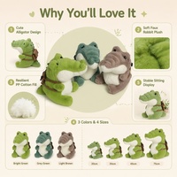 Peluche Alligator Charmante, Jouet en Peluche Doux, Tissu Imitation Lapin, Rembourrage Coton PP, Conception Assise, Plusieurs Tailles, Cadeau pour Enfant