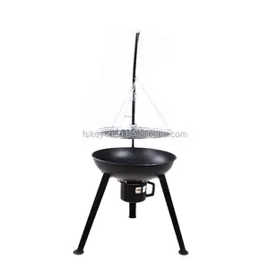 Portable Outdoor Big Tripod Adjustable Height Hanging Charcoal Fire Pit Swing Bbq Grill