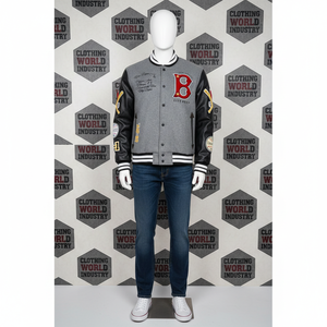 Chaquetas Varsity con Parches de Chenilla, Chaqueta de Béisbol Informal Holgada con Letras Bordadas en la Parte Delantera, Chaqueta Universitaria de Béisbol para Hombre - Product Image 5