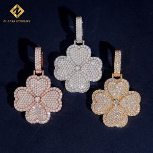 Novedades en Joyería, Probador de Diamantes, Colgante de Moissanita con Diseño de Trébol, Joyería Hip Hop, Colgante de Moissanita Personalizado - Product Image 1