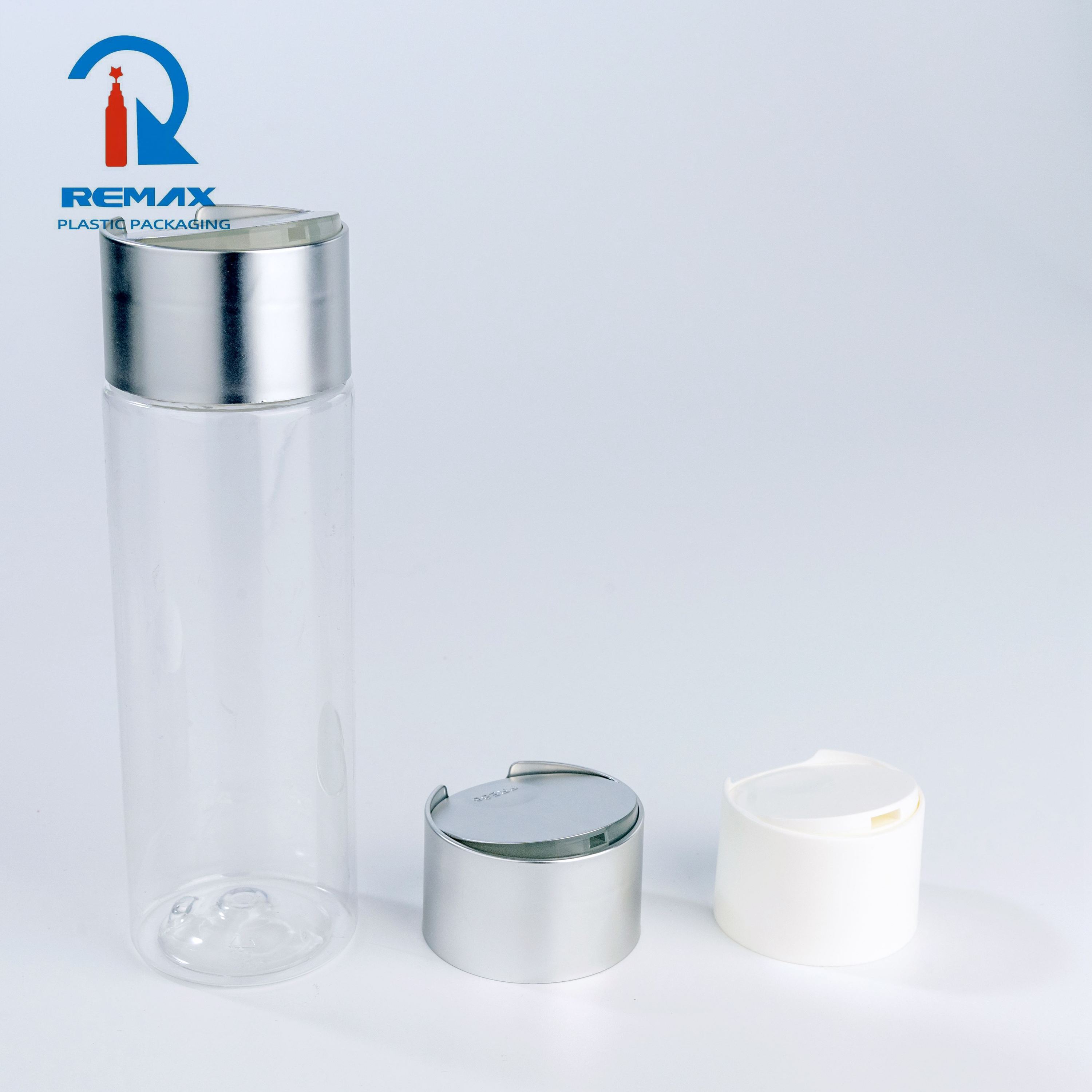 Factory Direct 300ml Plastic Bottle With Disc Top Cap Aluminum Silver Double Wall Disc Top Cap 24/410