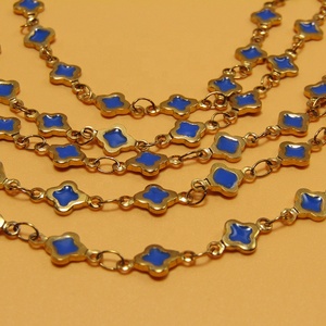 Chaîne en acier inoxydable tendance, chaîne à perles émaillées, chaîne dorée <span class=keywords><strong>au</strong></span> mètre pour bracelet, collier, accessoires de fabrication de bijoux DIY - Product Image 4
