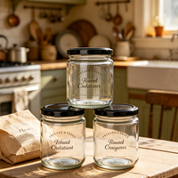 Frasco de Vidrio para Envasado de Alimentos con Tapa de Plástico para Miel, Conservas, Mermelada, Salsas y Verduras en Conserva