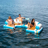 Plateforme flottante gonflable pour 6 personnes en PVC Drop Stitch OEM ODM, avec couverture magique