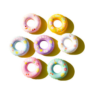 Cabujón plano de resina con diseño de flotador de natación de dibujos animados para manualidades DIY, accesorios para fundas de teléfono con pegamento cremoso, horquillas y materiales para manualidades - Product Image 1