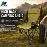 Chaise de camping Oxford 600D 57x57x90cm, chaise pliante à dossier haut en acier allié 150kg pour le camping, la pêche et les activités de plein air