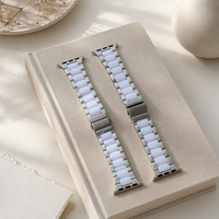 Bracelet de montre Keepwin en céramique de zircone de qualité supérieure pour Apple Watch S12, blanc nacré et bleu nuit, 42/46 mm