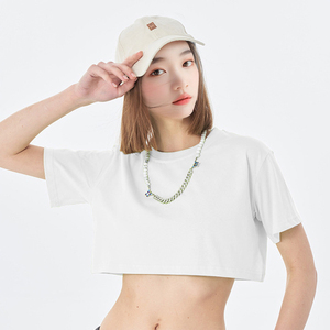 Maglietta estiva con Logo personalizzato in cotone 100% alta qualità T-shirt a manica corta Streetwear graziose magliette da donna - Product Image 5