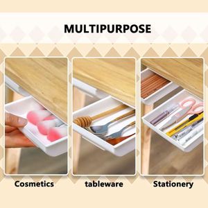 Organisateur de rangement sous le bureau, tiroir de rangement dissimulé en plastique pour bureau - Product Image 2