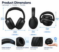 Casque sans fil Bluetooth 5.3 supra-auriculaire stéréo avec haut-parleur de 40 mm, autonomie de 24h, pliable, pour musique et jeux