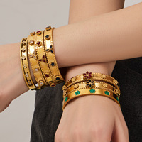 Bracelet en acier inoxydable plaqué zircon au design minimaliste de niche, style européen et américain, personnalisé, luxe léger, motif floral