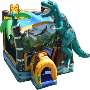 Dinosaurus Opblaasbare Waterglijbaan Met Bounce Huis Commerciële Combo Voor Verhuur Of Kinderen Spelen