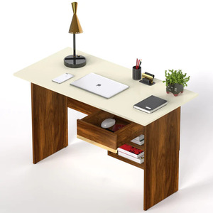 Table d'étude en bois Amalet au design haut de gamme de couleur marron et beige - Product Image 2