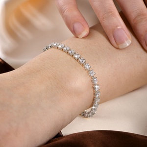 Hot Selling Fashion Dazzling Jewelry 14k Gold Filled Princess Cut 3mm Cubic Zirconia Tennis <b>Bracelet</b> for Women - Product Image 5
