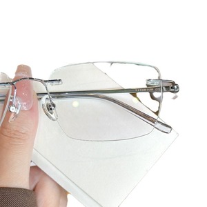 Lunettes sans monture Danyang, monture en titane pur 6080, lunettes légères pour hommes, avec plaquettes de nez réglables - Product Image 5