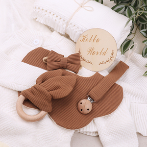Fai da te bambino in morbido bambù cotone avvolgente Set regalo per neonati pagliaccetto <span class=keywords><strong>neonato</strong></span> con Clip ciuccio e legno coperta per il bambino per la doccia - Product Image 4