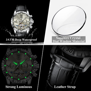 Reloj de Pulsera Automático de Lujo para Hombre Poedagar 1418, Reloj Mecánico de Cuero con Tourbillon Hueco - Product Image 4