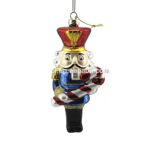Großhandel mund geblasen hängenden Weihnachts baum Ornamente Glas Nussknacker Soldat
