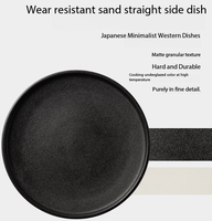 Assiette plate en céramique noire mate minimaliste, personnalisable avec logo, pour steak, ronde, résistante au four, en porcelaine, pour restaurants