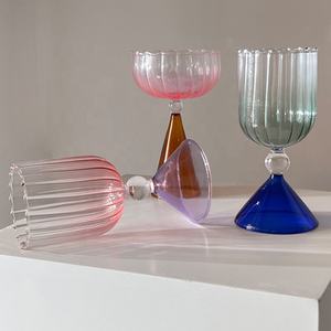 Rayé jus lait café crème glacée verre Dessert pouding eau boisson tasse côtelé Champagne vin Margarita <span class=keywords><strong>Martini</strong></span> verre à Cocktail - Product Image 5