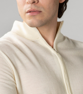 Áo len nam cao cấp chất liệu len Merino Cashmere màu ngà, kiểu dáng cardigan có khóa kéo - Product Image 3