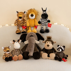 Juguete de Peluche de Animales de la Selva, Simulación de Dibujos Animados, León, Tigre, Mono, Elefante, <span class=keywords><strong>Mapache</strong></span>, Cebra, Muñecos de Algodón PP - Product Image 2