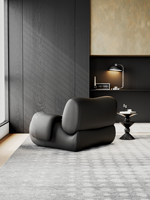Italienischer High-End Echtleder-Einzelsessel, Designer-Luxus-Akzentsessel, Schwarzer Premium-Luxus-Armsessel