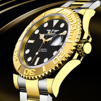 Jam Tangan Mekanik Otomatis Pria PINDU Classic Full Gold Berkualitas Tinggi, Menawan, Jarum Bercahaya, Bezel Berputar, Tahan Air, Bahan Stainless