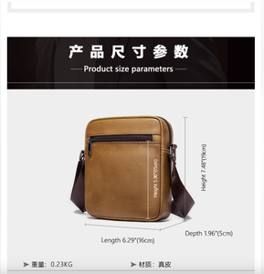 Bolsos cruzados pequeños de cuero genuino de Andong para hombre, bolso de hombro tipo bandolera de moda para hombre, bolso de mano informal para negocios y trabajo. - Product Image 3