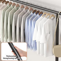 SANIPRO Porte-manteau mobile grande capacité à double tringle, organisateur de rangement en métal pour vêtements et chaussures, étagères de chambre
