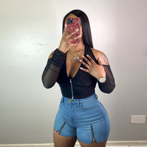 Femme Nouveau Stylish <span class=keywords><strong>Short</strong></span> <span class=keywords><strong>Jeans</strong></span> Plus Size Shorts With Zippers Fashion Slim and High Waist Denim Summer Men Casual Adults Medium - Product Image 3