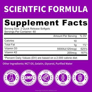 Gélules à la vitamine D de marque privée avec des ingrédients naturels d'huile de noix de coco adaptés aux femmes et aux hommes complément alimentaire sain pour les os - Product Image 6